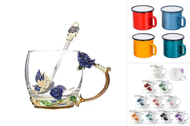 Detailed view of Best Enamel Glass Mugs Gift Set
